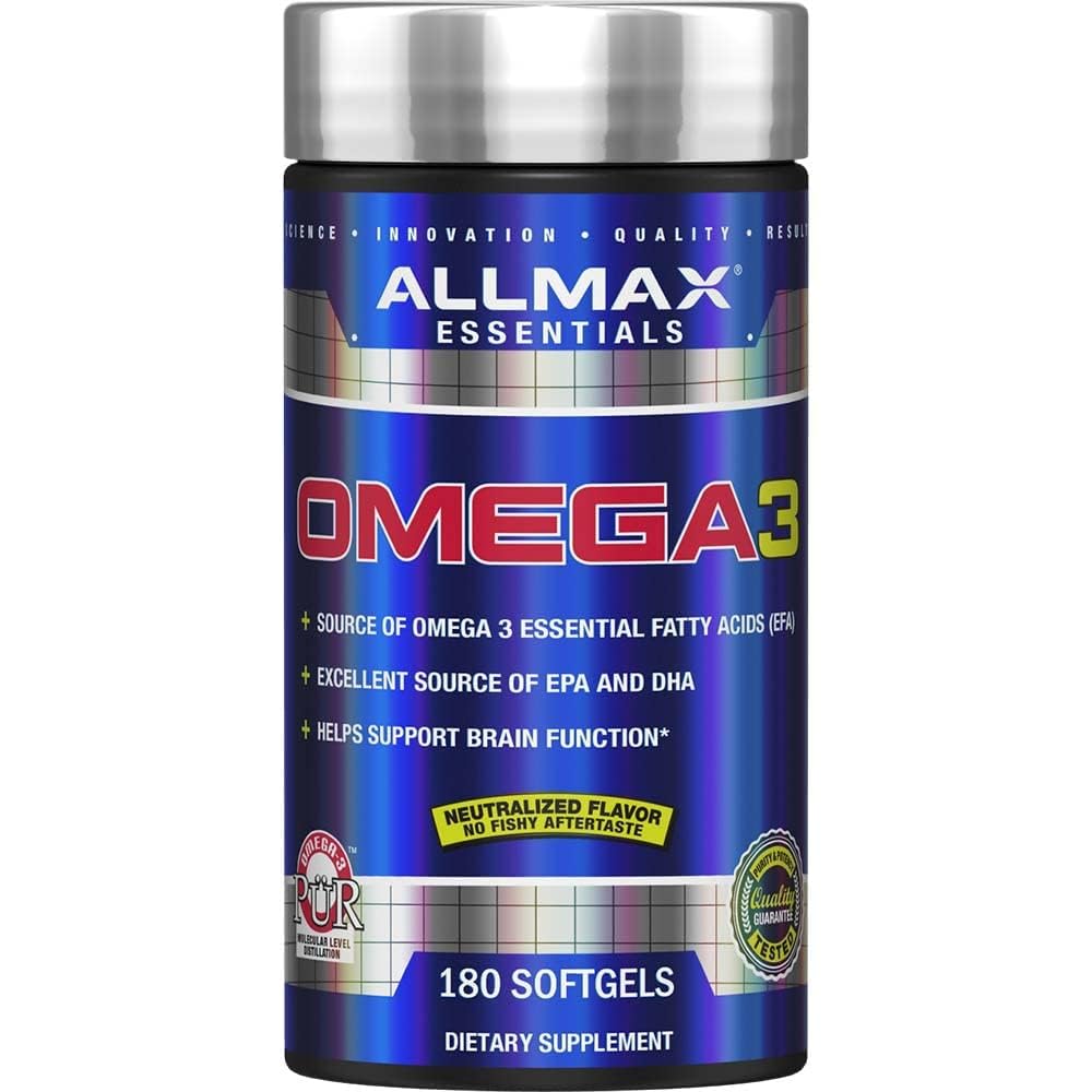 Allmax Omega-3 Fish Oil Softgels (180 Softgels)