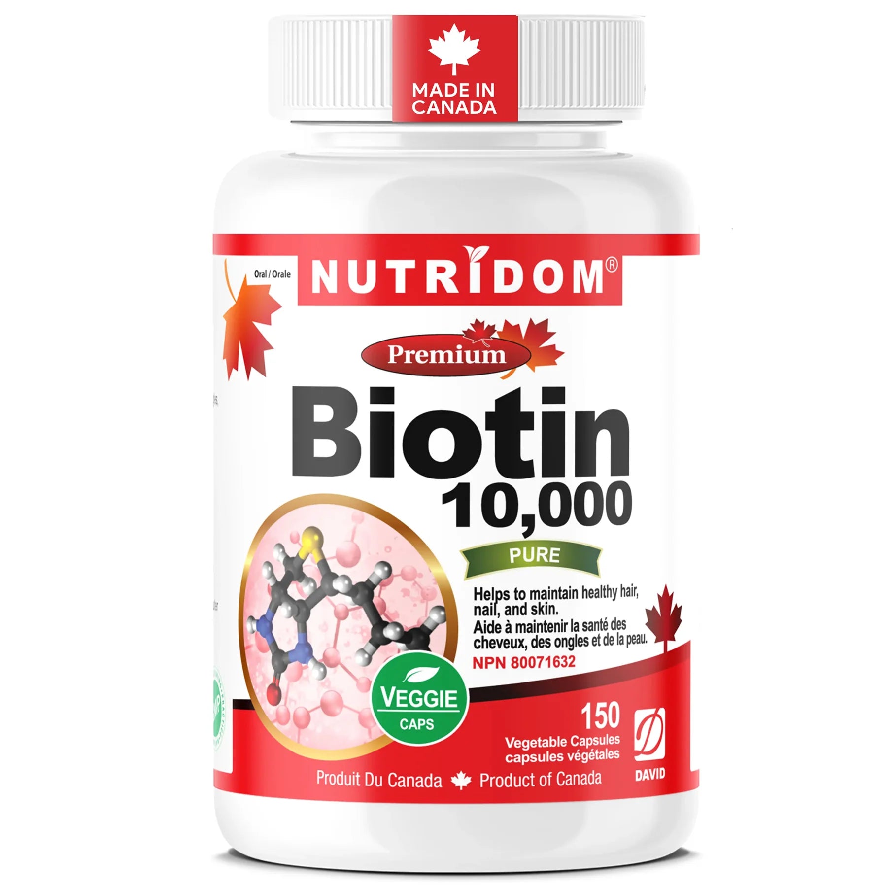 Biotin 10,000mcg High Potency | Vitamin B7 | Hair Skin Nails | 150 Vcaps